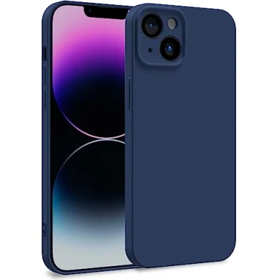 Image de MyGadget Coque Compatible avec Apple iPhone 14 Plus Case TPU Souple &amp; Soft Doublure Microfibre Cover Protection Extra Fine Légère Bleu Foncé