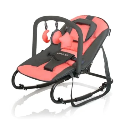Image de Little world transat pour Bébé,Chaise dès la naissance, Position fixe ou Balancelle, Dossier réglable, Avec Barre de Jeu et coussin, Stardust rose