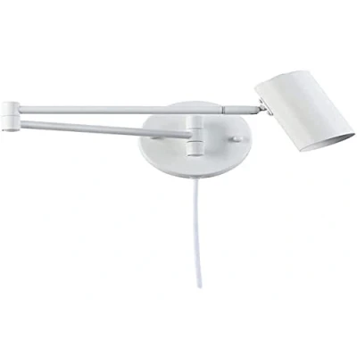 Image de B·LED BARCELONA LED BarcelonaLED Applique murale avec bras articulé orientable blanc et câble prise interrupteur Lampe de lecture Culot E27 pour salon, chambre, table chevet