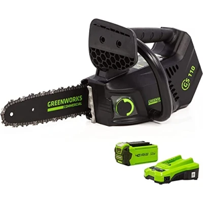 Image de Greenworks GD40TCSK2 Tronçonneuse à Batterie Top Poignée Moteur Sans Balais, Longueur Guide Chaîne 25 cm, Vitesse de 12m/s, 2,4kg, Graisseur Automatique, Anti rebond, 40V 2Ah, Chargeur