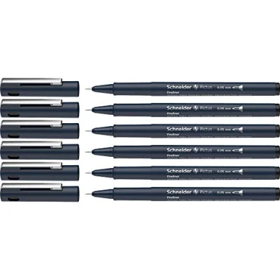 Image de Schneider Pictus Lot de 6 feutres fins Noir Épaisseur trait 0,05 mm