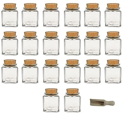 Image de Viva Haushaltswaren Lot de 20 bocaux en Verre avec Bouchon liège 200 ML Pelle Bois 7,5 cm Incluse