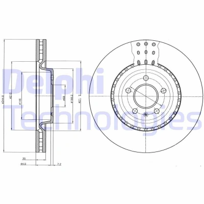 Image de DELPHI BG9110C Disque de frein 345 30 5 ventilé revêtu à haute teneur en carbone sans roulement roue, bague ABS AUDI: Q5, A5 B8 Coupe
