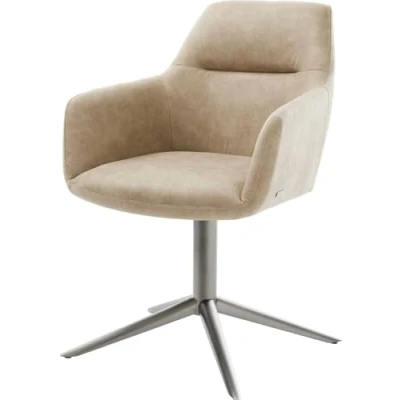 Image de chaise pivotante Pejo Flex microvelours beige vintage pied de 4 branches grafiete pivotement sur 360 fonction bascule ressorts ensachés