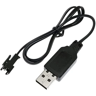 Image de YUNIQUE GREEN CLEAN POWER Câble de Charge USB SM 2P 250mAh pour Voitures RC, Ni Mh 4.8V Recharge Rapide, Jeu Plus 18 Min Adapté Drones, Radio, Noir, Plastique
