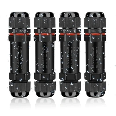 Image de Raccord Électrique Étanches IP68, en Polycarbonate, Connecteur de Câble Boîte Derivation Étanche Éxterieur 3 Fils, Domino Etanche Jonction pour Ø 1 à 13 mm (4 Pcs)