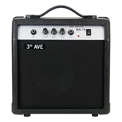 Image de 3rd Avenue Amplificateur Compact 15 W pour Guitare Basse avec Châssis en Caoutchouc Robuste, Sortie Casque et Equalizer 2 Bandes le Contrôle du Timbre Noir