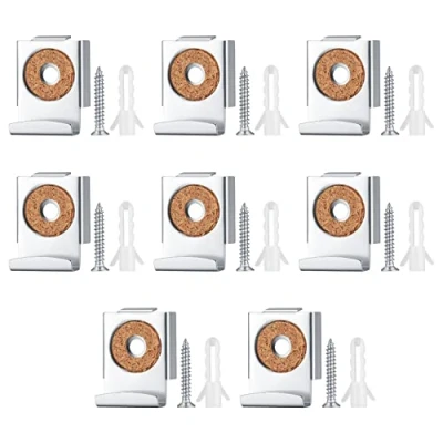 Image de 8 Pièces Supports de Miroir, Fixation Miroir Mural, Kit Montage Mural en Verre sans Cadre Support avec chevilles et vis pour Suspensions ou