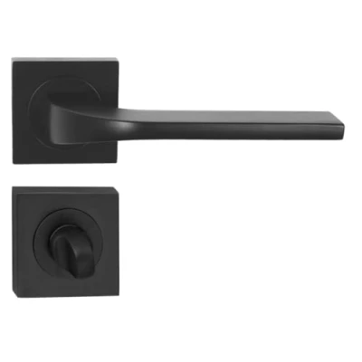 Image de domino Tipo QR Poignée de porte WC Kit salle bain rosace carrée Ferrure pour portes Set Garniture en aluminium bronze