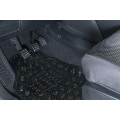 Image de WALSER Metallic 28023 Ensemble de tapis sol Caoutchouc avant et arrière 4 chrome Adaptation universelle 70.5 x 49, 42.5 48