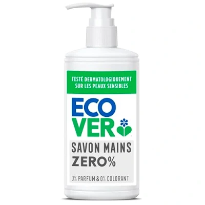 Image de Ecover Zero Savon Liquide pour les Mains, Formule aux Extraits Botaniques, Spécial Peaux Sensibles, Sans Parfum ni Colorant, Flacon de 250 ml