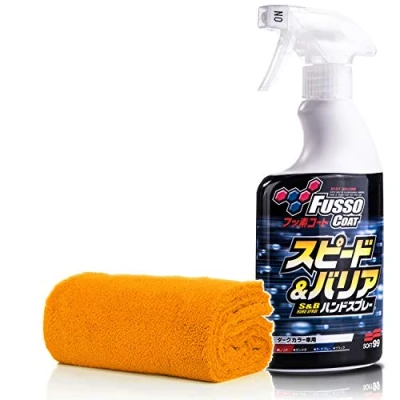 Image de detailmate Quick Detailer Soft99 Fusso Coat Speed &amp; Barrier Hand Kit de finition composé d&#039;un spray 400 ml, avec chiffon en microfibre, super moelleux, 40 x cm, 550 g/m²