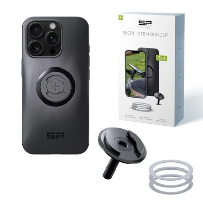 Image de SP CONNECT Micro Stem Bundle SPC+ pour iPhone 16 Pro Support de téléphone portable guidon vélo smartphone