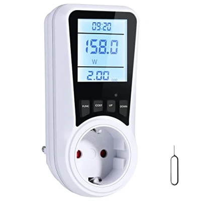 Image de Vinabo Wattmètre Prise Compteur d&#039;Énergie,Prise d&#039;Énergie Numérique,Consommation avec 7 Modes Surveillance,Prise Consommation Electrique pour Économie d&#039;Energie,Écran LCD Rétroéclairé
