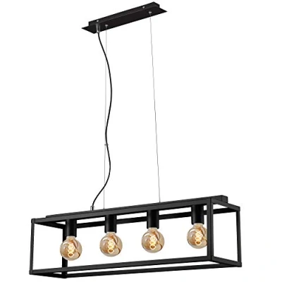 Image de BRILONER Leuchten lampe de table, table à 1 ampoule, chevet rétro, vintage, acier noir, 1x E27, maximum 40 Watt, interrupteur inclus, noire, 170x170x200 mm (LxlxH)