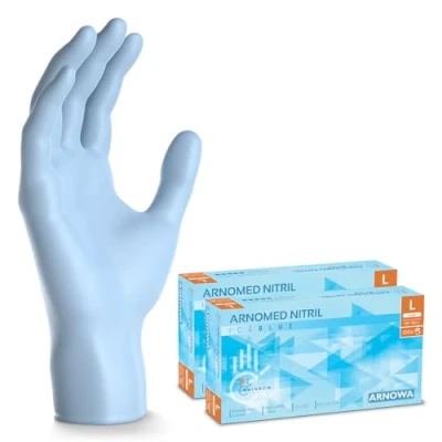 Image de ARNOMED gants jetables bleu clair, nitrile taille L, 200 pcs gant jetable (2 boîtes), en non poudrés &amp; sans latex, cuisine, a usage unique XS, S, M, L XL