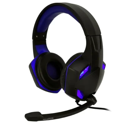 Image de Amstrad Casque Pro Gamer Basic AMS H555 Bleu avec Rétroéclairage LED 40mm Micro intégré, réglage Neuf