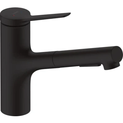 Image de hansgrohe Zesis M33 Mitigeur de cuisine avec douchette extractible, 2 jets, Robinet hauteur sous bec 150 mm, Robinetterie pivotant et extensible, Noir mat, 74800670