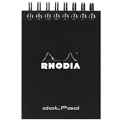 Image de RHODIA 115039C Notepad Bloc Notes à Spirale (Reliure Intégrale) Noir A7 7,5 x 10,5 cm Dot 80 Feuilles Détachables Papier Clairefontaine g/m² Couverture en Carte Enduite