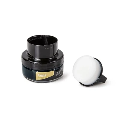Image de Kaps Crème Délicate de Cirage avec Applicateur en Éponge pour Cuir naturel et Matières synthétiques ou Maroquinerie 50ml, Bleumarine 117