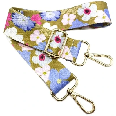 Image de Bandouliere de Rechange Reglable Fleurs colorées, Sangle Sac a Main Remplacement, Universelles mit Boucle Dore pour Femme à Main, Bandoulière Accessoires, 606