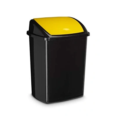 Image de CEP Poubelle à Couvercle Basculant Plastique 50L, Plastique, Jaune
