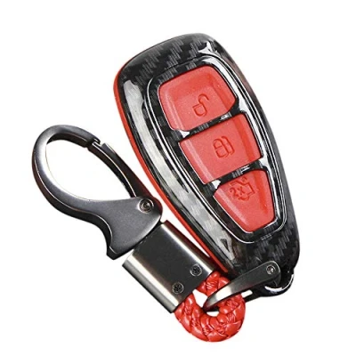 Image de Carrfan Couvercle de Coque Boîtier clé Télécommande en Fibre Carbone pour Fords/Fo cus/Fiesta/Kuga/C Max