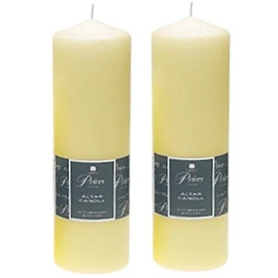 Image de Prices Lot de 2 bougies d&#039;autel Ivoire 250 x 80 mm Durée combustion 125 heures