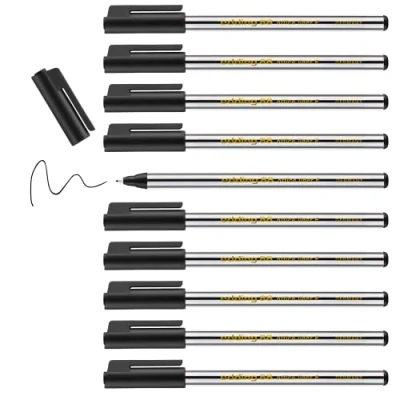 Image de edding 88 Feutre fin Noir 10 stylos Pointe ronde,6 mm pour une écriture fine et précise, souligner, dessiner le bureau, l&#039;école la maison