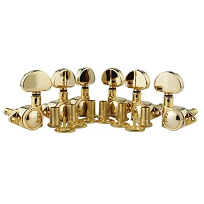 Image de Guyker Guitar Locking Tuners (3L + 3R) 1:21 High End Roto Grip Rotomatic Lock String Tuning Key Pegs Machine Head with Big Handle Replacement for Electric, Folk or Acoustic Guitars Gold