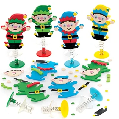 Image de Baker Ross FE963 Ressort Jouet Enfant motif Lutin de Noel Lot 8, Creatif, Mini Enfant, a ressort, Loisirs Creatifs Enfants