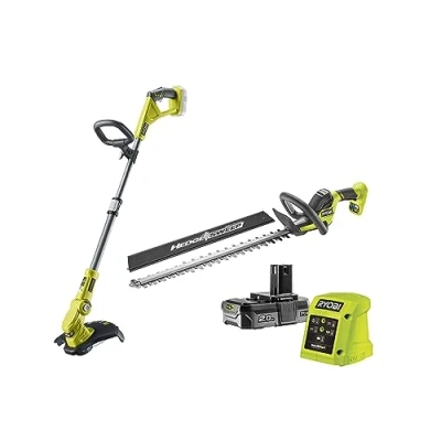 Image de Duo ONE+ : Coupe bordures / Dresse 25/30 cm OLT1832 + Taille haies LINEA 55 RY18HT55A 1 batterie lithium+ 2,0Ah et chargeur 1,7A
