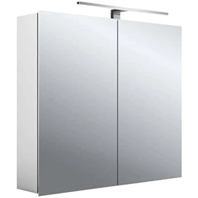 Image de Emco MEE Armoire à Miroir avec éclairage Poser (80 cm de Large), Salle Bain Prise Courant, 2 Portes, Blanc Neutre