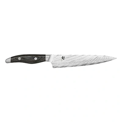 Image de KAI Shun Nagare Couteau Utilitaire 15 cm Lame à Double Noyau en Acier Damascus de 72 Couches VG 2 &amp; 10 Bois Pakka Gris Noir Fabriqué la Main au Japon Petit Chef Forgé