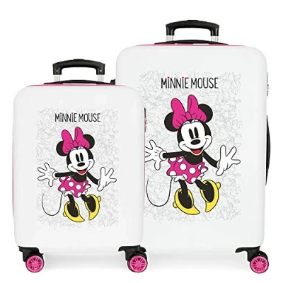 Image de Disney Minnie Enjoy the Day Set de Bagages Blanc 55/68 cms Rigide ABS Serrure à combinaison 104L 4 roues doubles Bagage main