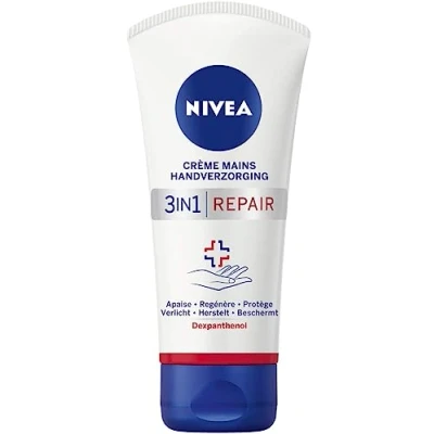 Image de NIVEA crème mains 3 en 1 Repair Peaux Très Sèches &amp; Rugueuses (1 x 75 ml), soin hydratant formule riche et non grasse, hydratante réparatrice au Dexpanthenol