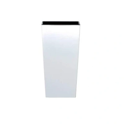Image de 19 L Prosperplast Urbi Pot plastique haut carré avec réservoir en blanc, 45 (H) x 24 (L) (P) cms