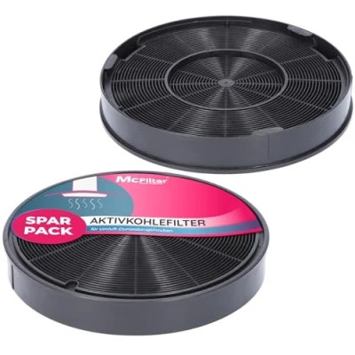 Image de 2x filtres à charbon actif Ø 200 mm, EFF62, Lot de 2 pour hottes aspirantes convient Franke 112.0016.755, AEG 9029793578, Bosch/Siemens 00748732, Miele 6532971 filtre hotte aspirante