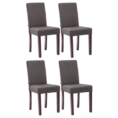 Image de CLP Lot De 4 Chaises Salle A Manger Ina en Tissu I Assise Rembourrée Chaise Salon avec Pieds Bois, Couleur:Gris foncé, Couleur du Cadre:Cappuccino