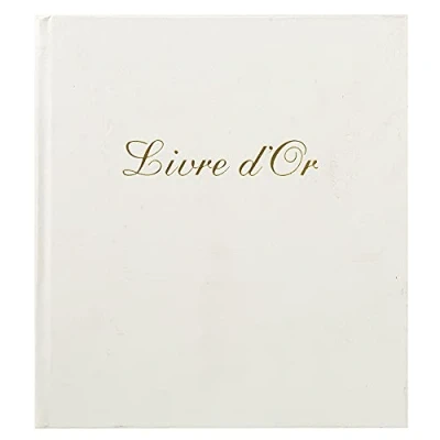 Image de Exacompta Réf. 4712E 1 Livre d&#039;or cuir Alpille Format vertical : 27 x 22 cm Extérieur et dos en Tranche or avec titre 140 pages unies papier vergé ivoire Coloris Blanc