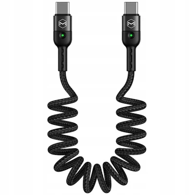 Image de Mcdodo Câble Spiralé USB Type C vers Rétractable, 60 W, 1.8m, Noir