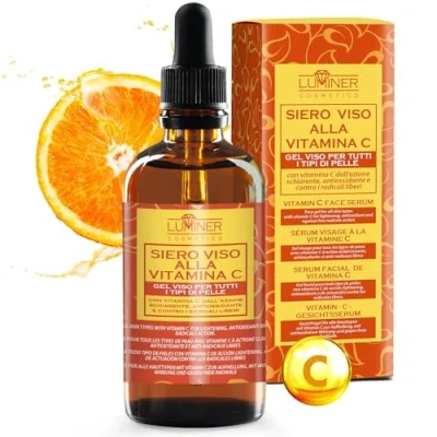 Image de Luminer Sérum Vitamine C 100ml, Visage à l&#039;Acide Hyaluronique, Formule Anti Rides Naturelle la Bave d&#039;Escargot, Aloe Vera et E, Contour des Yeux Hydratant Repulpant