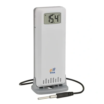 Image de TFA Dostmann ID capteur température 2 fois avec sonde à câble, pièce de rechange/émetteur supplémentaire A3, 30.3902.02, pour stations TFA.me, étanche, ext./int., 868 MHz, blanc