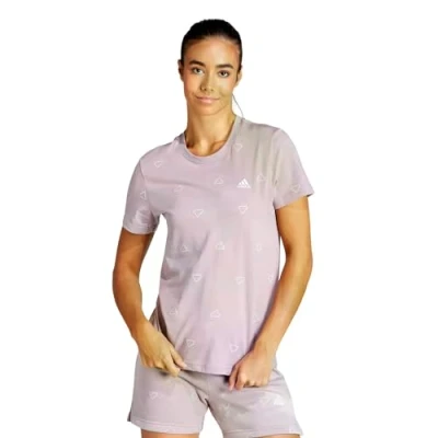 Image de adidas Femme Essentials Monogram Slim Graphic Tee, Pulse Magenta, XS