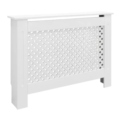 Image de ECD Germany cache radiateur, motif nid d&#039;abeille, 112 x 19 82 cm, en MDF laqué blanc, pour chambre à coucher, salon, radiateur