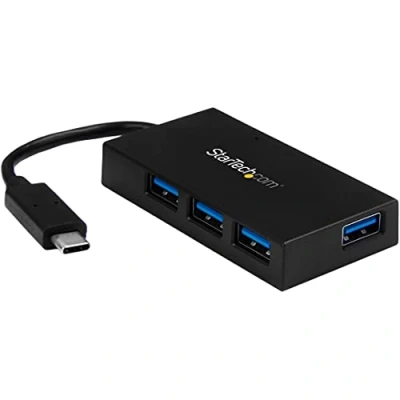 Image de StarTech.com Concentrateur USB C 4 Ports A 3.0 SuperSpeed 5Gbps de Charge Portable vers BC 1.2 avec Adaptateur Secteur (HB30C4AFS)