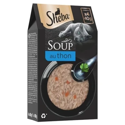 Image de Sheba Classic Soup pour chat adulte Soupe aux filets de thon Sachets fraîcheur 40 x 40g