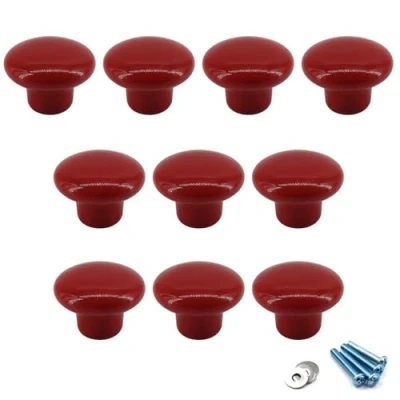 Image de rouge Poignées et boutons de tiroir ceramique poignée meuble porte bouton Pour la chambre des enfants Pack 10 (vient avec vis)