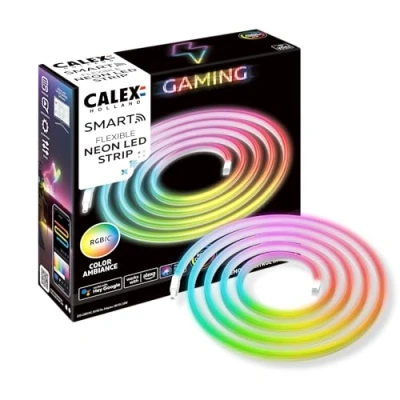 Image de CALEX Smart Gaming Ruban LED Neon Flex Compatible Razer Chroma Home Synchronisation RGBIC pour PC Fixations fournies Music Sync 200 cm