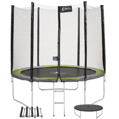 Image de Kangui Trampoline Rond Ø250cm avec Filet, échelle, kit d&#039;ancrage et bâche de Protection RALLI 250